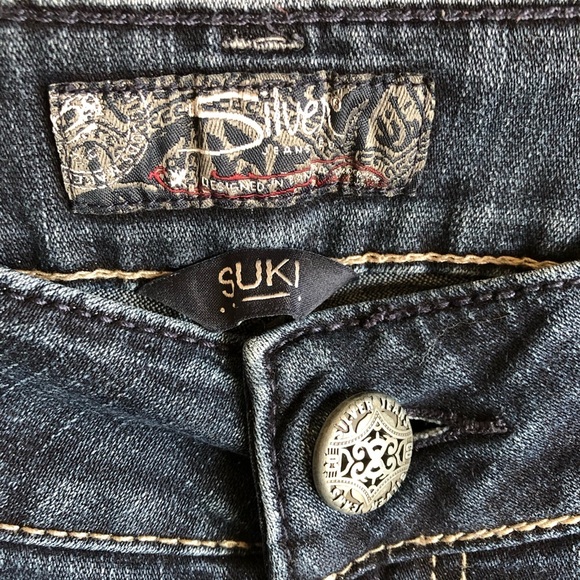 Silver Jeans Suki Size 34 HEMMED Dark Wash Flare Denim - Picture 11 of 13